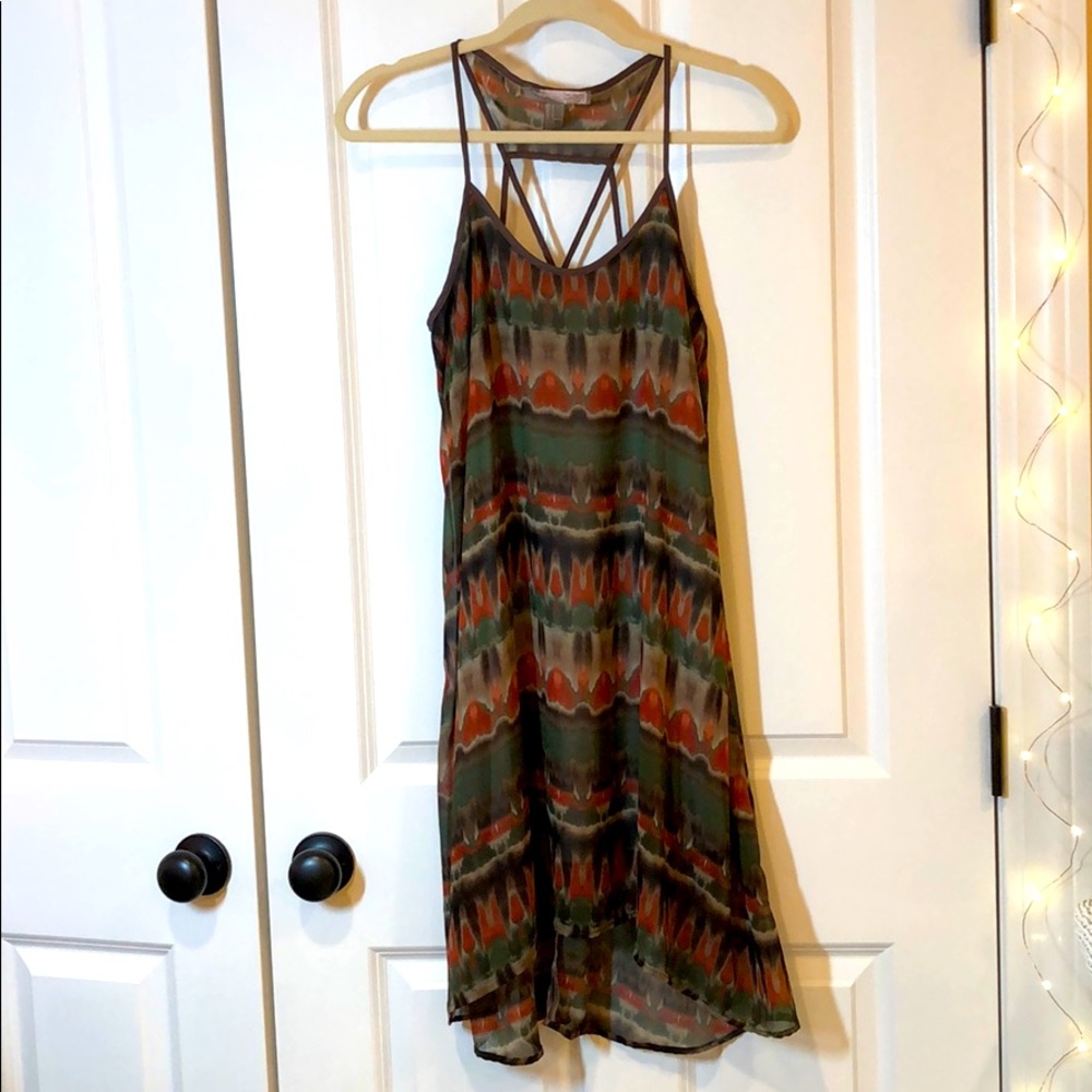 High Low Patterned Dress Sundress Spaghetti Straps